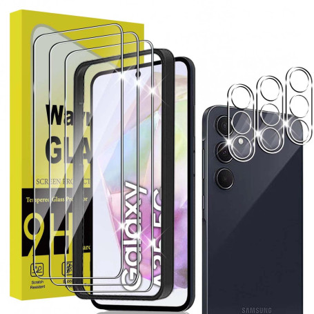 Wayneer Verre Trempé Pour Samsung Galaxy A35, 3+3 Pièces Protection | Vitre Protecteur écran, Protective Camera, 9H Dureté Ultra