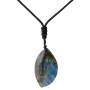 SPDYCESS Collier de Cristal Naturelle Guérison Labradorite Agate Mousse Pendentif de Pierre Précieuse de Cœur Rond Bijoux Reiki