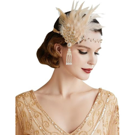 BABEYOND Bandeau Plume Année 20 Gatsby Couronne Plume Accessoires Gatsby Flapper Bandeau des Serre-tête Vintage Classique