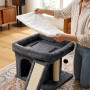 Relaxdays Arbre à Chat avec Niche, griffoir et Plate-Forme, Gris foncé | niche moelleuse pour chat, H x l x P : 38,5 x 54 x 45 c
