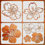 ORIGACH 4 pochoirs de Fleurs de Cerisier - 30 cm Grand Modèle de Dessin de Pochoir de Fleur pour la Peinture Sur Bois, Toile, Mu