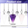 Qianyu Lot de 3 pendules en cristal améthyste quartz rose - Résine transparente - Pierres de guérison hexagonales naturelles - P