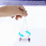 Qianyu Lot de 3 pendules en cristal améthyste quartz rose - Résine transparente - Pierres de guérison hexagonales naturelles - P