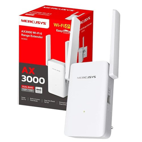 Mercusys Répéteur WiFi 6 Puissant 3000 Mbps, Port Gigabit, ME80X | Compatible toutes box, Améliorez votre couverture jusqu'à 150
