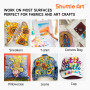 Shuttle Art Peinture Textile 18 Couleurs (60ml) avec Pinceaux Palette | Peintures pour Textiles Non Toxique avec Pochoirs, Peint