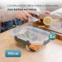 uandu Lot de 5 Boîtes Alimentaires en Verre – 2 Compartiments | Verre Borosilicate, Sans BPA, Compatible Micro-ondes, Four, Cong