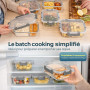uandu Lot de 5 Boîtes Alimentaires en Verre – 2 Compartiments | Verre Borosilicate, Sans BPA, Compatible Micro-ondes, Four, Cong