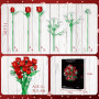 Fleurs Briques De Construction, Bouquet De Fleurs pour Adultes, Kit De Jeu De Construction 11 Roses Artificielles, 459 Pièces, C