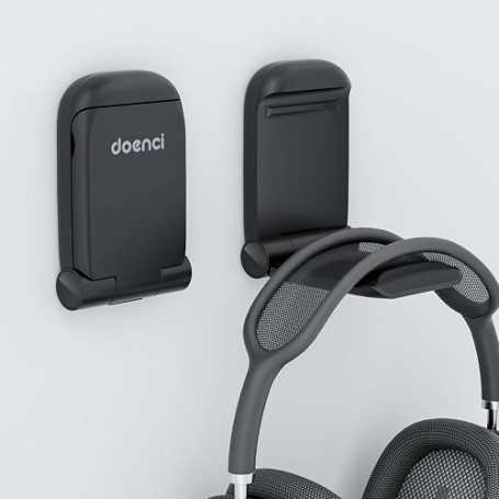 doenci Support Casque - [ Petit & Pliable ] Support Casque Audio, 1 Pièce | avec Base Auto-Adhésive pour Mur, Écouteurs Crochet