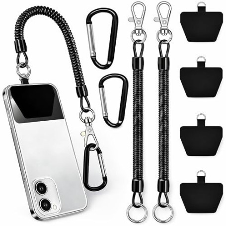 ACKKOR Lot de 2 lanières antivol pour téléphone, dragonne élastique anti-perte avec attaches, idéale pour la randonnée et les ac