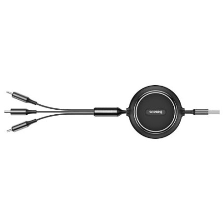 Baseus Câble Réglable 3 en 1 USB Lightning/Type-C/Micro USB 1.20M Noir 3.5A (CAMLT-JH01)