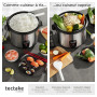 tectake® Cuiseur de riz Rice Cooker Cuiseur vapeur Multifonction 2en1 Aluminium Grand Volume 1,8L avec Panier vapeur inox, verre