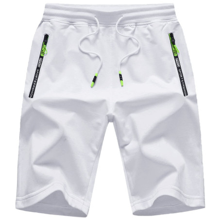JustSun Short Homme Sport Running Jogging Coton Léger avec Poches Zippées