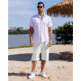 LVCBL Short en Lin pour Homme, Longueur 3/4, Pantalon d'été, pour la Plage, Le Yoga, Le Jogging, Décontracté