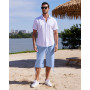 LVCBL Short en Lin pour Homme, Longueur 3/4, Pantalon d'été, pour la Plage, Le Yoga, Le Jogging, Décontracté
