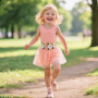 Vicloon Ensemble Robe et Cardigan pour Bébé Fille, 2 Pièces Robe sans Manches à Imprimé Floral et Manteau à Manches Longues pour