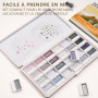 Peinture Aquarelle Opaque - Set de 24 Aquarelles Semi-humides avec Palette de Mélange | Faible Saturation, Couleurs Mates et Hau