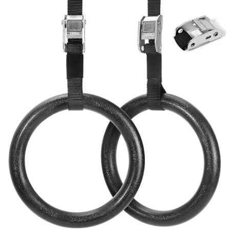 CIMOYBAI Anneaux de gymnastique en plastique ABS avec sangles réglables pour la pratique de la gymnastique, des tractions et de