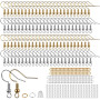 300 Pcs Attache Boucles d'Oreilles, Fermoir Boucles d'Oreilles, Crochets et Anneaux Ouverts en Or Argent Sterling 925,Kit Fabric