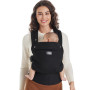 Momcozy Porte Bebe Ergonomique 100% Coton, Noir, 3–24 Mois, 3,2–20 kg | Porte-bébé physiologique, position M, tour de taille rég