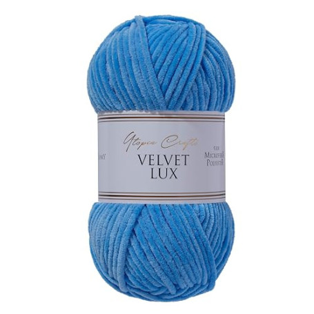 Utopia Crafts Velvet Lux Chenille Super Soft Chunky Yarn for Knitting and Crochet 100g (Sky Blue)