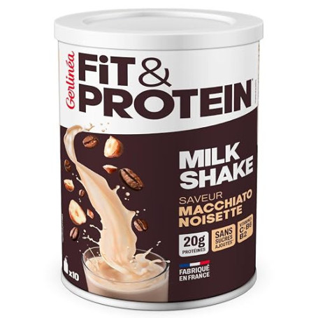 Gerlinéa Fit&Protein - Milk-shake Protéiné saveur Macchiato Noisette - Protéines Après le Sport - Whey Musculation Femme - Sans