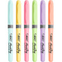 BIC Highlighter Grip Pastel - Surligneurs à Pointe Biseautée Modulable - Couleurs Assorties, Blister de 6