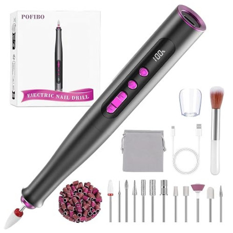 POFIBO Ponceuse pour Ongles Professionnelle 35000RPM, Sans Fil Rechargeable | Ponceuse Ongles Professionnelle 35000RPM avec Batt