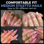 UNA GELLA Capsule Americaine Ongle Stiletto Moyenne, 216 Pièces 12 Tailles Capsules Ongles Amande Extrémités Full Cover pour Ext