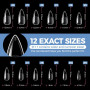 UNA GELLA Capsule Americaine Ongle Stiletto Moyenne, 216 Pièces 12 Tailles Capsules Ongles Amande Extrémités Full Cover pour Ext