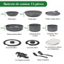 ESEVOLO Batterie de cuisine 14 pièces induction Casseroles Poêles 28cm/20cm | Lot de Casseroles avec poignées amovibles, Empilab