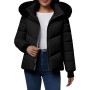 Doudoune Femme Hiver avec Capuche Fourrure Manteau Femme Courte Chaud | Veste Doudoune Matelassée Femmes Casual Puffer Jacket Pa