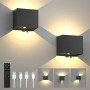 T-SUN 2 Pièces Applique Murale à Détecteur de Mouvement avec Télécommande, 3 Modes Rechargeable Lampe Murale Sans Fil, Applique