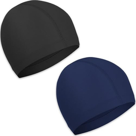 2 Pièces Bonnets de Bain Élastique, Bonnet de Natation en Tissu Polyester, Confortable Bonnet de Piscine Souple pour Enfant Femm