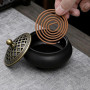 JHEELITE Brûleur Encens Céramique, Encensoir Charbon Rond Noir | Porcelaine Élégante, Design Zen Décoratif, Pour Yoga Méditation
