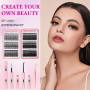 Aomig Faux Cils Individuel, 30D+40D+50D+60D+80D+100D Cluster Lash, 570 Pièces Kit d'extension Faux Cils DIY avec Liaison, Joint 