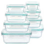 Vtopmart Lot de 16 Boîtes Alimentaires Verre, 8 Récipients et 8 Couvercles | Verre Sain sans BPA, Étanche et Hermétique, Compati
