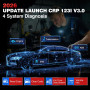LAUNCH CRP123i V3.0 Elite Valise Diagnostic Auto OBD2 Multimarque | 4 Systèmes Moteur ABS SRS Boîte, 7+ Réinitialisations Huile 