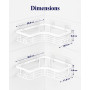 Kitsure Étagère Douche Sans Perçage, Étagère d’Angle Salle de Bain, Blanc | Lot de 2, 8 Crochets, Grande Capacité, Rangement Dou