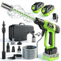 Nettoyeur Haute Pression sans Fil, Max 100bar, Mode 3 Vitesses | Nettoyeur Haute Pression avec 2*Batteries 4.0Ah, buse 5 en 1 pi