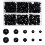 TOAOB 500pcs Yeux de Sécurité en Plastique de Poupée 4mm à 10mm Yeux Demi Rond à Dos Plat Noir pour Poupée pour DIY Crochet Anim