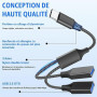 AXFEE USB-C to USB Adapter,USB-C mâle vers 2 USB 2.0 Tête de Femme Splitter | 2 en 1 Adaptateur Type C Mâle vers 2 USB Femelle E
