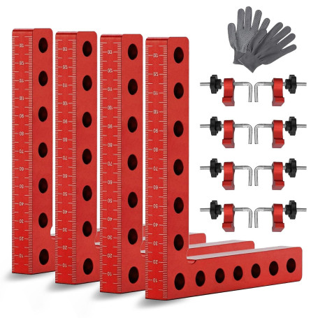 Bloc de Positionnement à 90 Degrés, 14 cm Pince à Angle Droit Serre Joint Angle Droit Aluminium Equerre de Positionnemen avec 4 