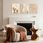 3Pcs Cadre en bois Impression sur Toile Beige Clair et Crème Tableau Silhouette Féminine Peinture Motif Abstrait Neutre Tableau