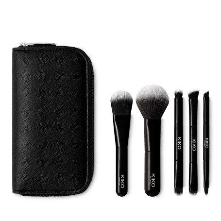 KIKO Milano Travel Brush Set, Pochette De Voyage Avec 5 Pinceaux Professionnels