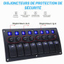 Geloo Panneau de Commutation 8 Gang, Étanche 12V/24V à Bascule Interrupteur avec Protection contre les Surcharges pour Voiture B