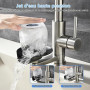 Robinet de Cuisine Rabattable avec Douchette & Lave Verre | LakeBayMZC Robinet Cuisine Robinetterie Extractible évier, 304 Inox