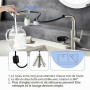 Robinet de Cuisine Rabattable avec Douchette & Lave Verre | LakeBayMZC Robinet Cuisine Robinetterie Extractible évier, 304 Inox