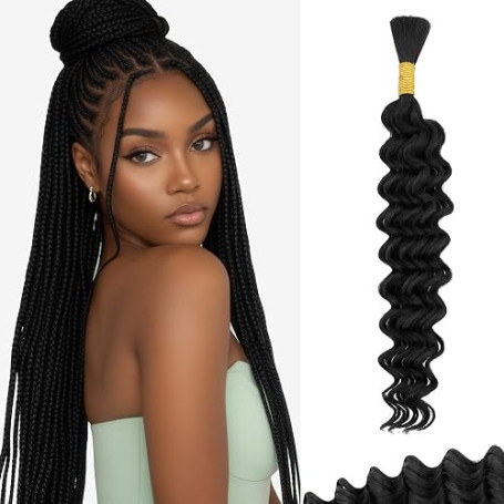 MY-LADY Tissage Bouclé Naturel Cheveux Humain Deep Wave, No Weft Curly Meches Bulk Human Hair Extensions Pour Tresses Africaine