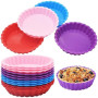 Xiuyer Moule Tartelette, 12 pièces Round Cake Molds Mini Quiche Moules Antiadhésif Baking Pans pour Tartelettes Gâteaux Gelée Fl